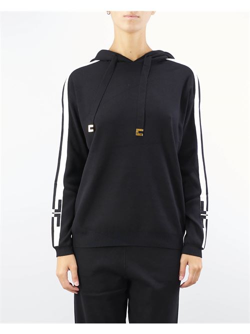 Viscose hoodie with logo bands Elisabetta Franchi ELISABETTA FRANCHI | Sweater | MK54S46E2685